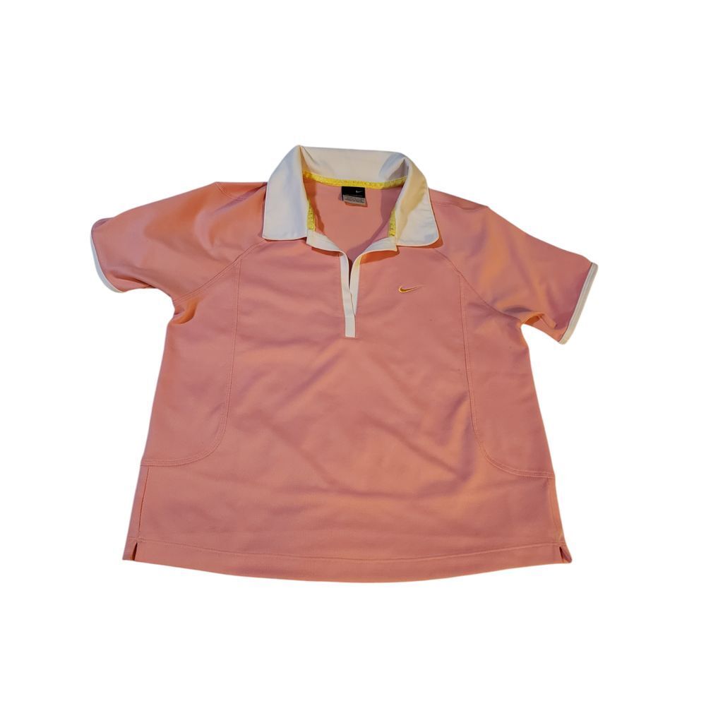 Nike Womens Polo Shirt M Pink Short Sleeve‎ Henley Collared Pullover Activewear